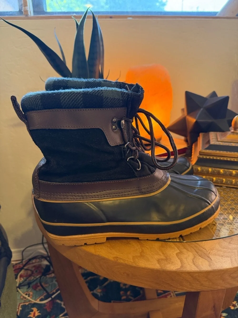 Insulated Brown and Black Men's Winter Duck Boots - Waterproof